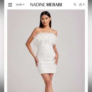 Nadine Merabi dress sequin and feather